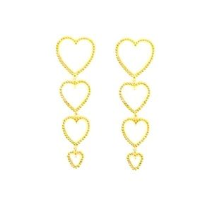 Gold Heart Drop Earrings